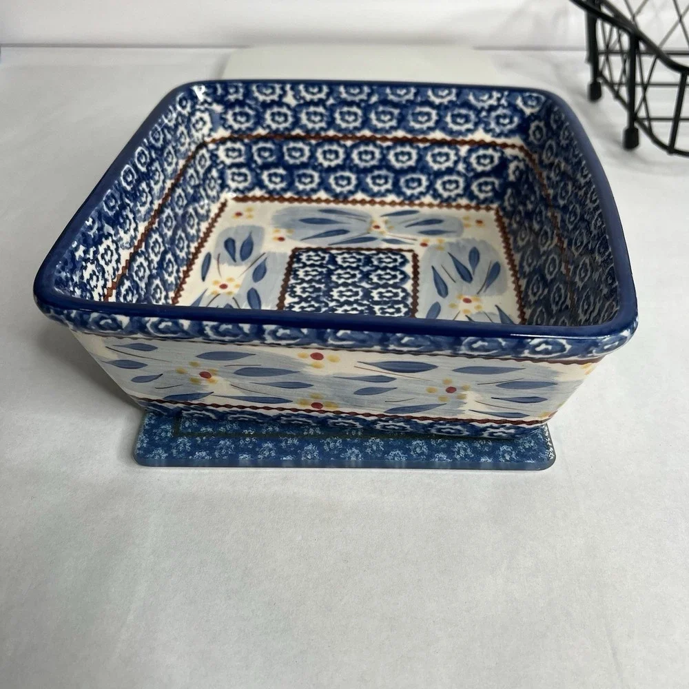 Temptations by Tara Old World Blue‎ Casserole Dish Cooling Rack Trivet Lid 1.5Qt